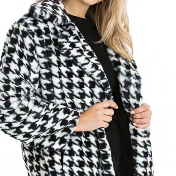 Elegant Houndstooth Print Coat. - Picture 5 of 6